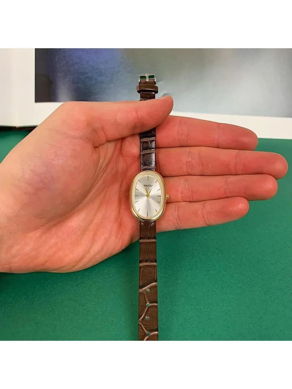 Y2K Brown Silver Leather Watch 8 Inch